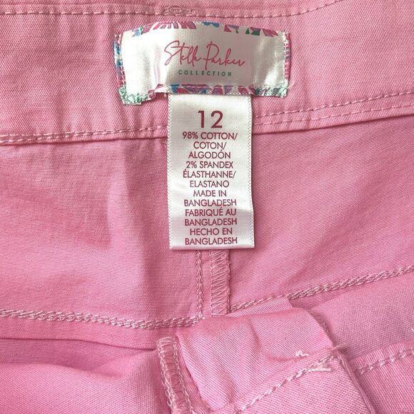 Stella Parker Women's Stylish Belted Short w/ Printed Waist Scarf Pink Size 12 - Picture 4 of 12